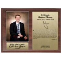 LDS Missionary Plaque 6X8 Cherry Walnut Laminate II