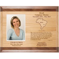 LDS Missionary Plaque Red Alder 8X10 with Walnut Stripes